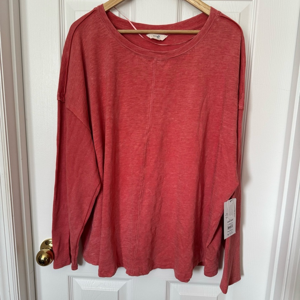 Terra & Sky Textured Scoop Neck Top Sz 2X
